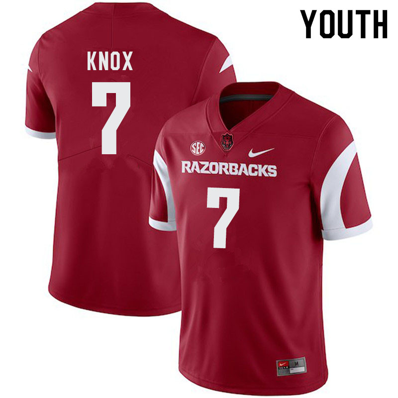 Youth #7 Trey Knox Arkansas Razorbacks College Football Jerseys-Cardinal